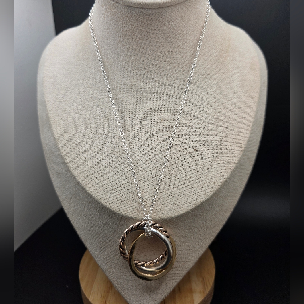 Elegant Silver And Gold Interlocking Necklace 2300 12$